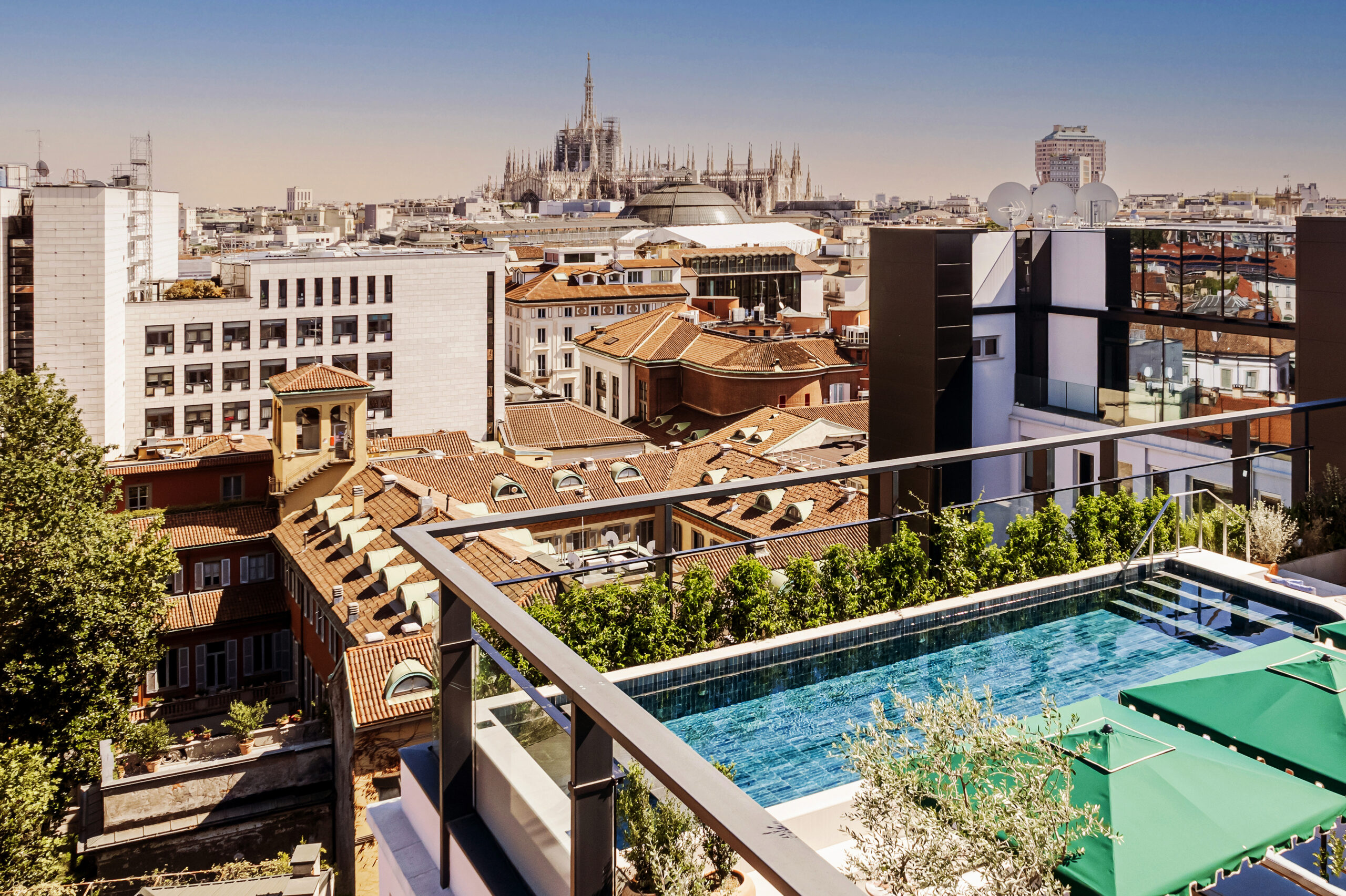 Casa Brera rooftop pool and Duomo of Milan  high res scaled